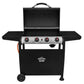 Dellonda 4 Burner Gas BBQ Grill, Ignition, Thermometer, Black/Stainless Steel DG15