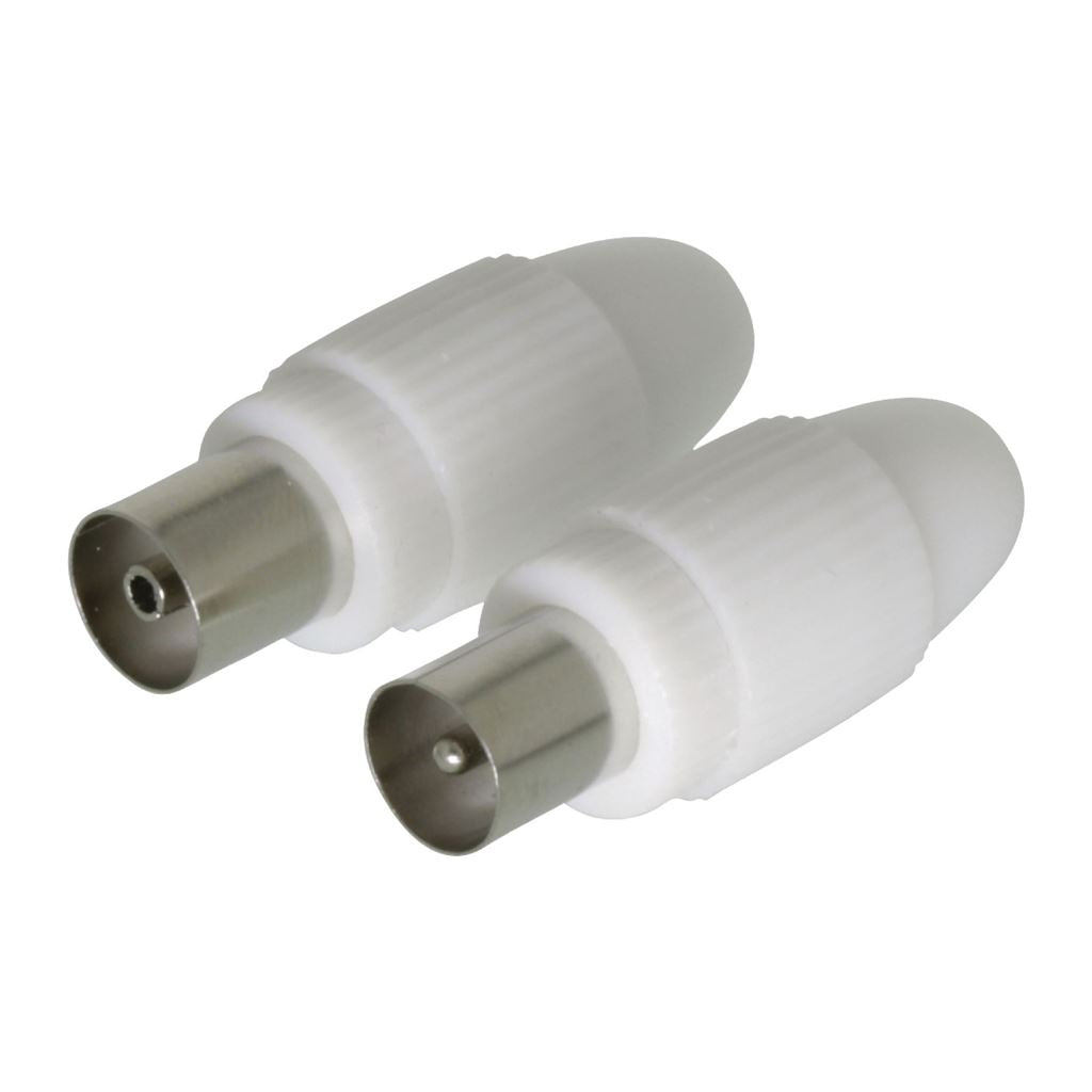Glaxio Coax Connector Coax Male + Coax Female 2 Pcs White Connectors & Plugs - VLSB40999W