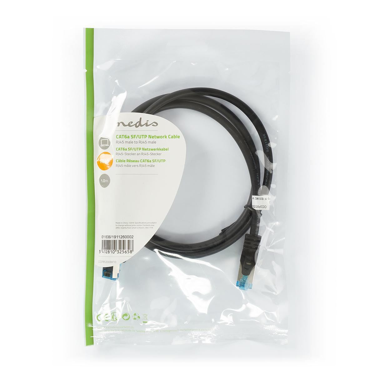 Nedis CAT6a SF/UTP Network Cable RJ45 Male to RJ45 Male 1m Black