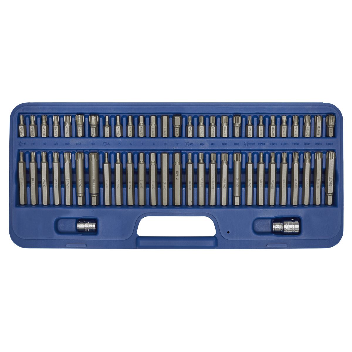 Sealey Sec. TRX-Star*/Hex/Ribe/Spline Bit Set 56pc 3/8" & 1/2"Sq Dr AK21956