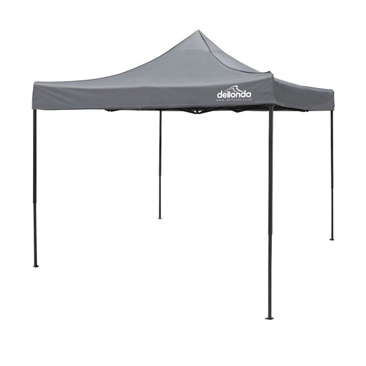 Dellonda Premium 3 x 3m Pop-Up Gazebo, PVC Coated, Water Resistant Fabric, Supplied with Carry Bag, Rope, Stakes & Weight Bags - Grey Canopy DG133