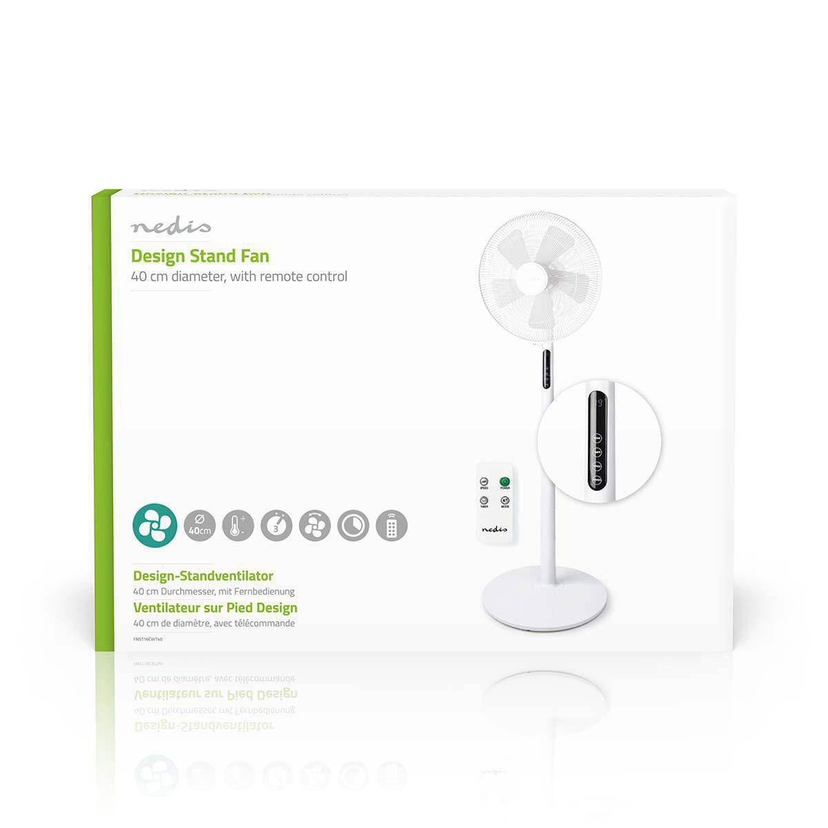 Nedis Stand Fan Diameter 40cm 3-Speed Oscillation 45W LED Display Shut-off timer - FNST16CWT40
