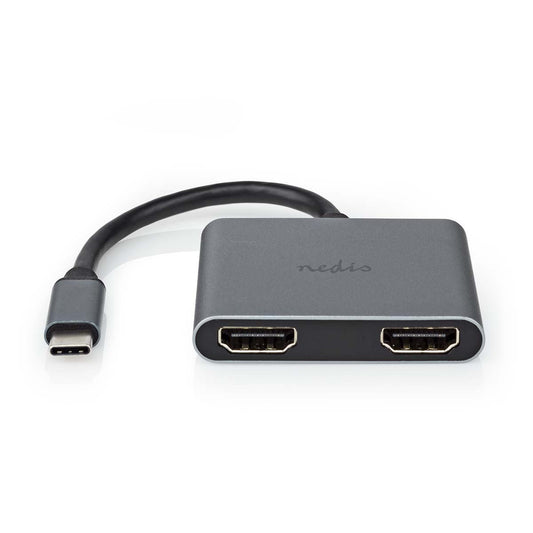 USB Adapter USB 3.2 Gen 1 USB-C Male 2x HDMI 0.10m Round Nickel Plated PVC Box
