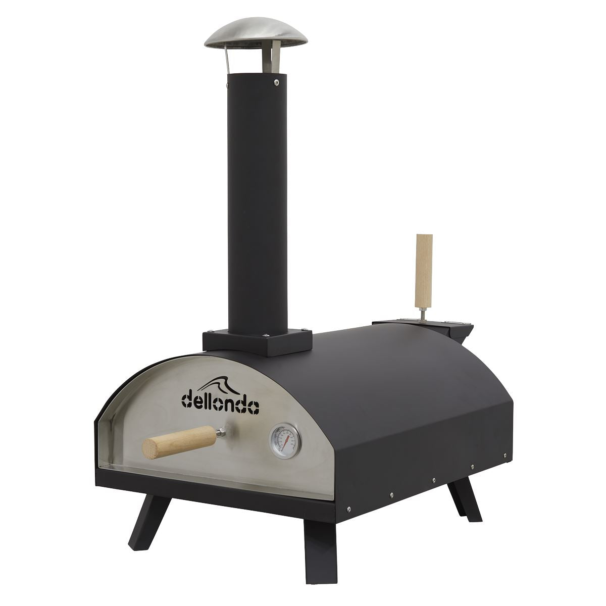 Dellonda Portable Wood-Fired 14" Pizza & Smoking Oven - Black/Stainless Steel DG10