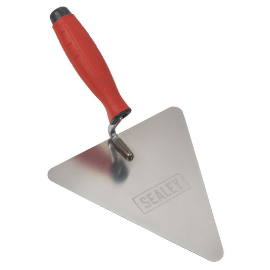 Sealey Stainless Steel Triangular Brick Trowel - Rubber Handle 180mm T1205