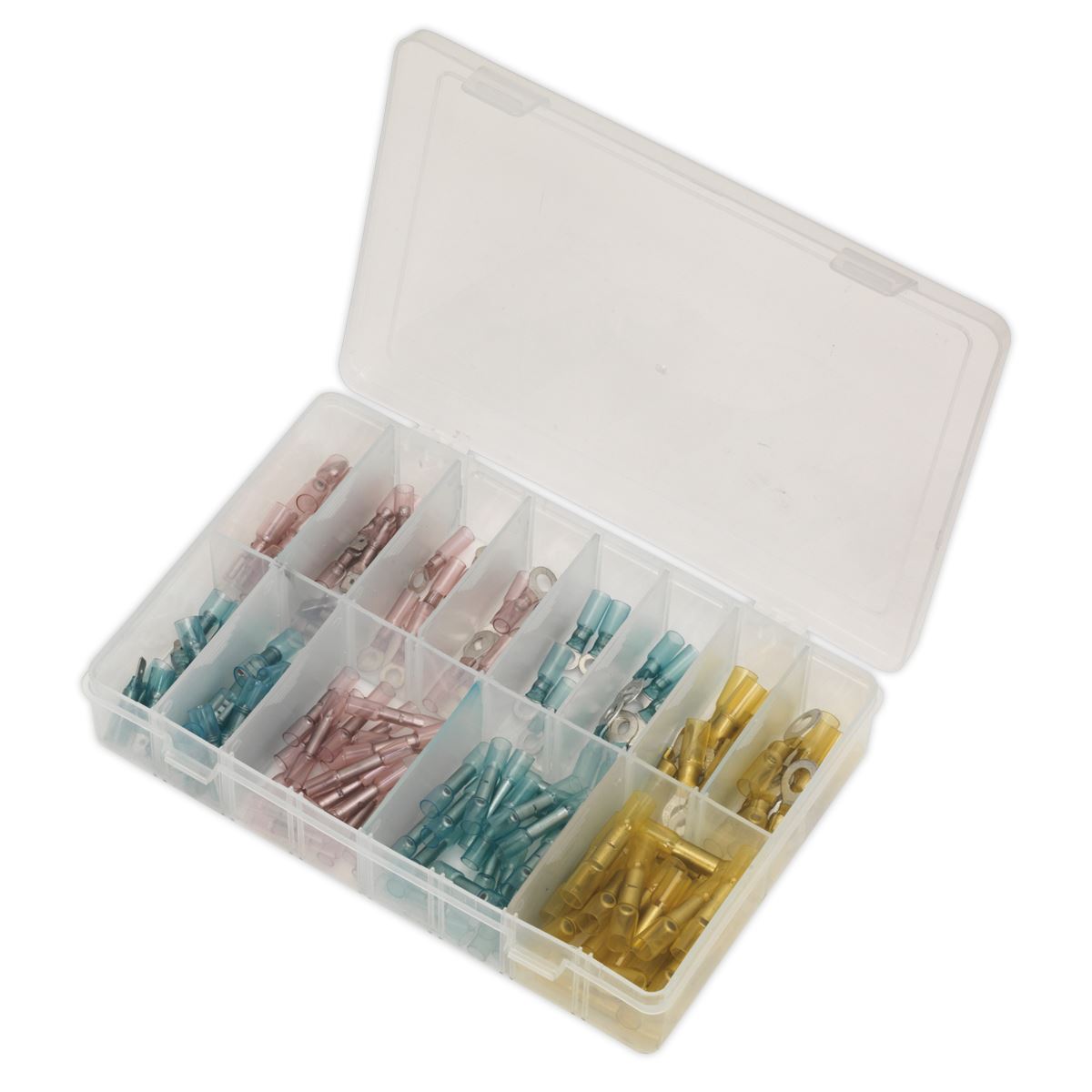 Sealey Adh Lined Heat Shrink Terminal Asstmt 142pc Blu, Red & Yell AB037HT