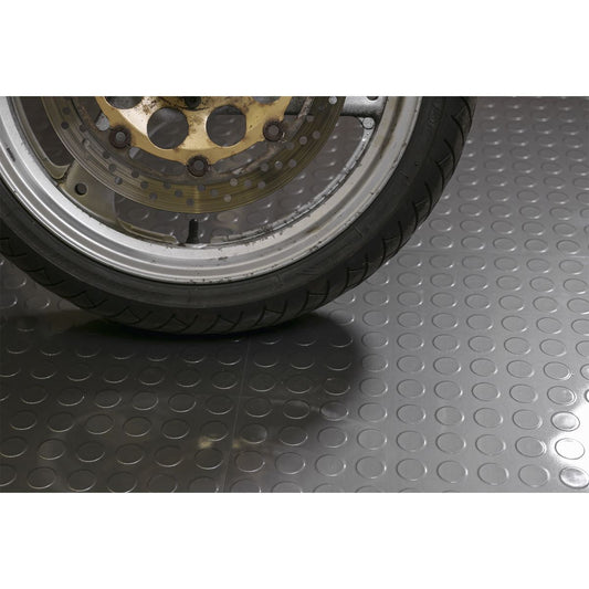 Sealey Vinyl Floor Tile Peel & Stick Backing - Silver Coin Pk 16 FT2S