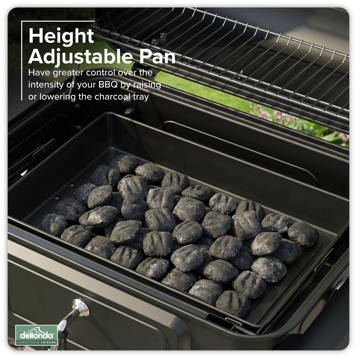 Dellonda Charcoal Grill BBQ Smoker and Trolley with 2 Side Shelves - Black DG283