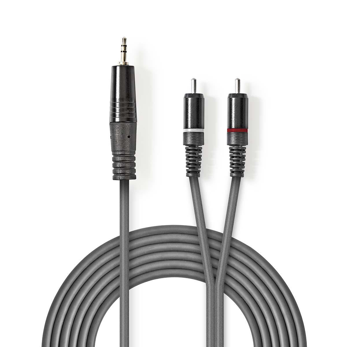 Nedis Stereo Audio Cable 3.5mm Male to 2x RCA Male 1.5m Grey COTH22200GY15