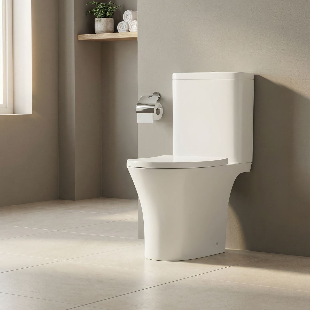 Baridi Close-Coupled Toilet Soft Close Seat, Dual Flush Cistern & Rimless Flush