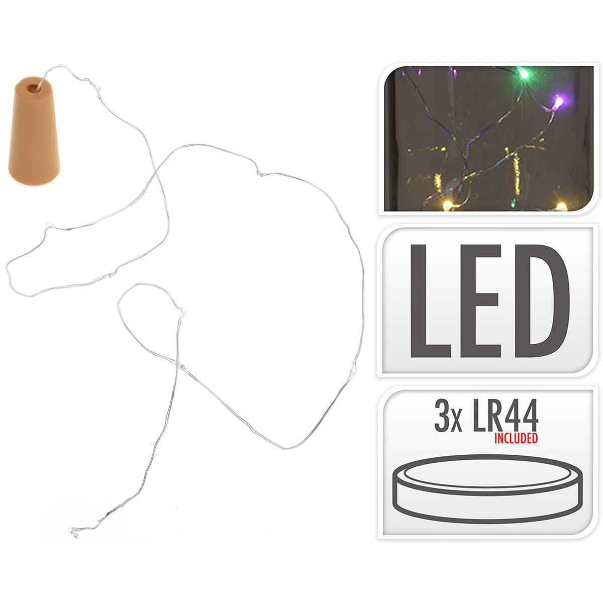 S.I.A Multi Colour LED Bottle Stopper with 8 LED, SIZE 23X48MM, 75CM String