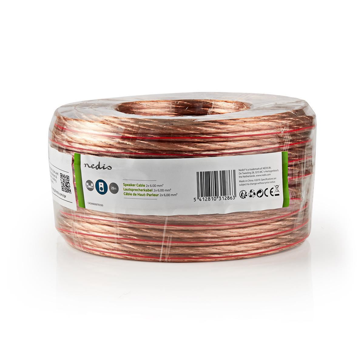 Nedis Speaker Cable 2x 6mm2 25m Wrap Transparent - CAGW6000TR250