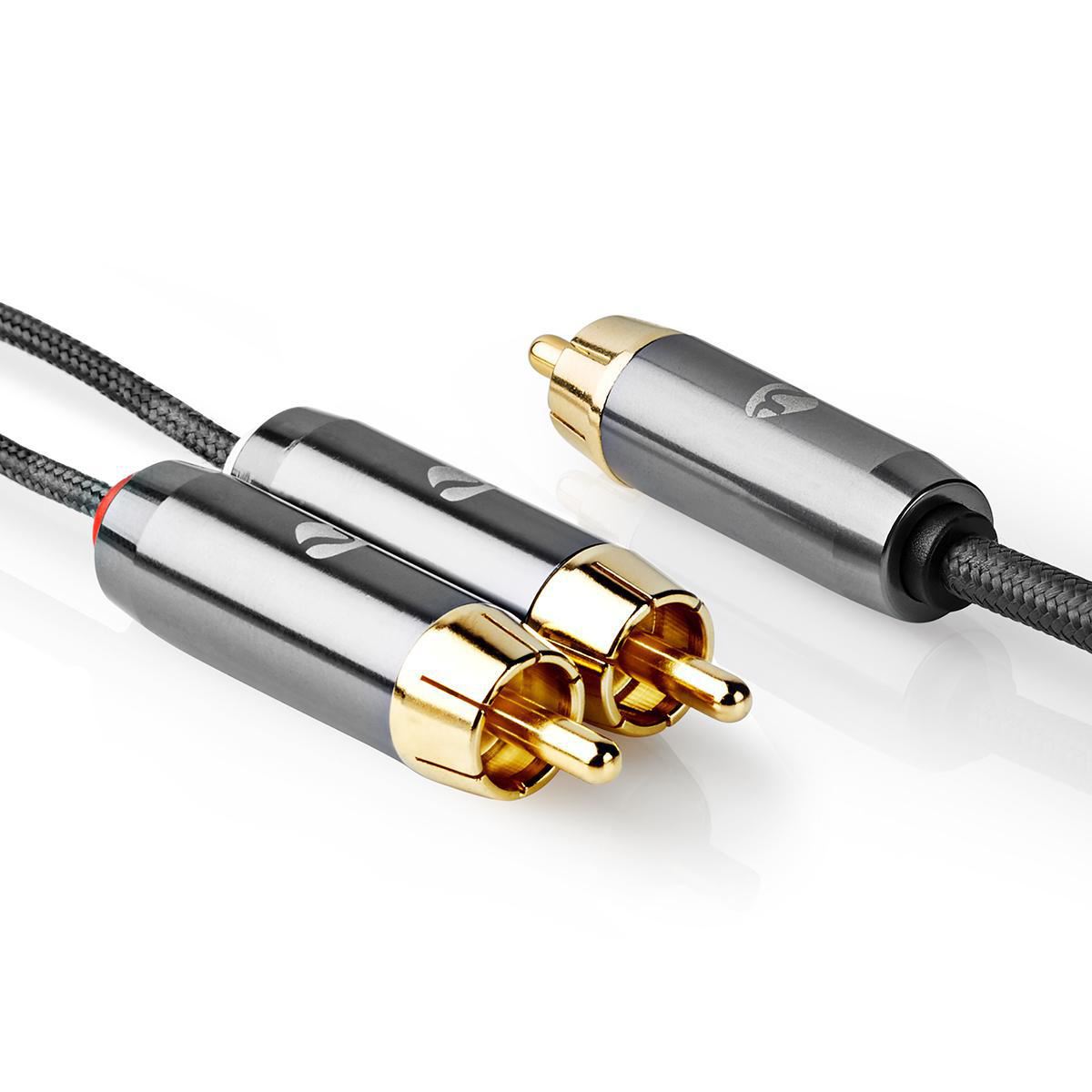 Nedis Subwoofer Cable RCA Male to 2x RCA Male 3m Gun Metal Grey Braided - CATB24000GY30