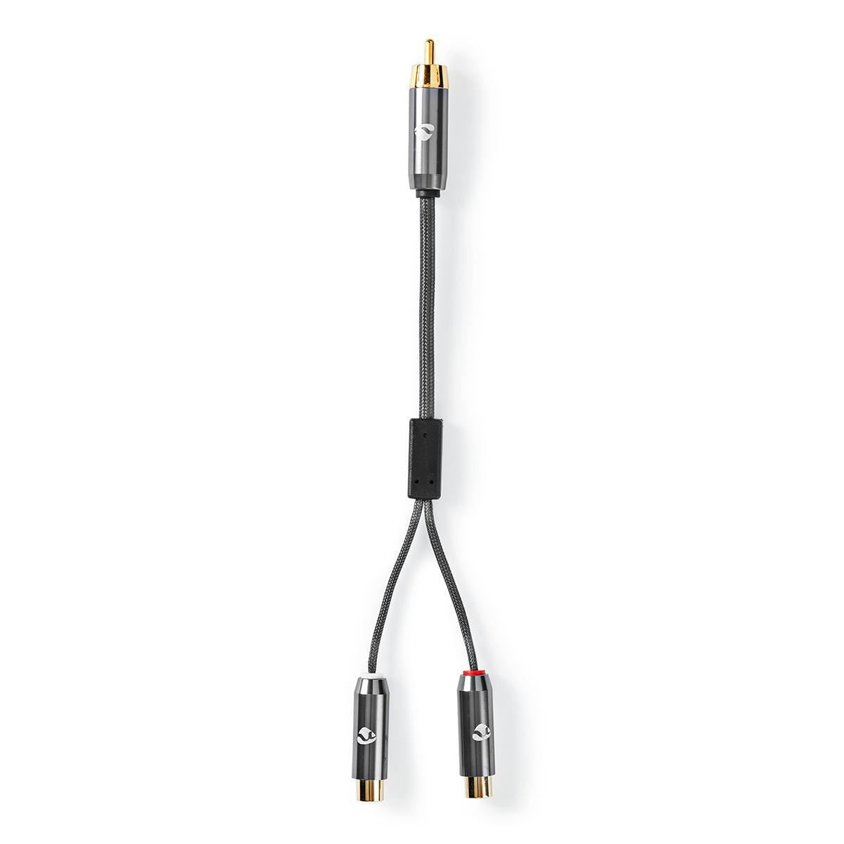 Nedis Subwoofer Cable RCA Male to 2x RCA Female Gun Metal Grey Braided Cable - CATB24010GY02