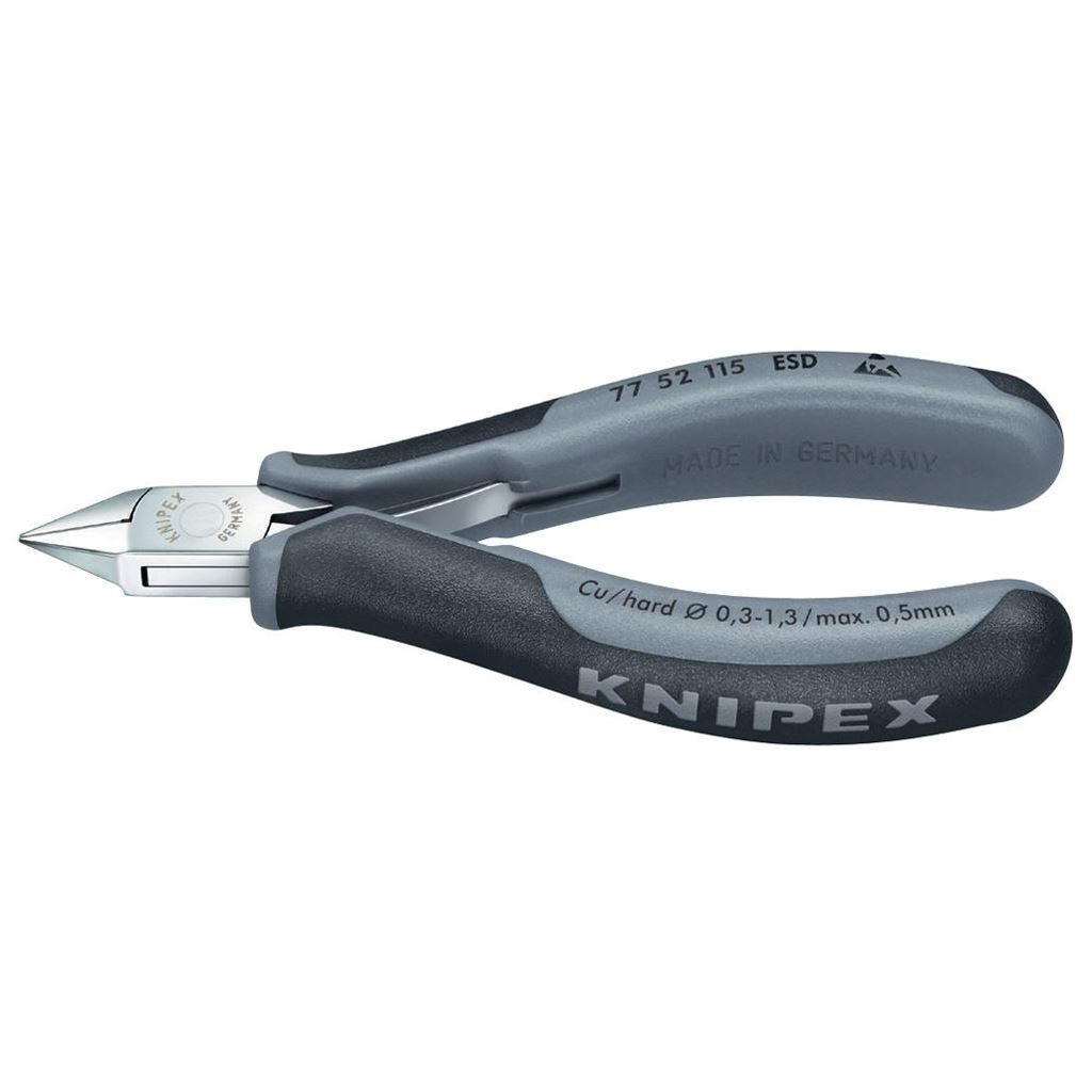 Knipex 77 52 115 ESD Electronic Diagonal Cutters/Snips  4,53" Pointed-Flat Head - KP-7752115ESD