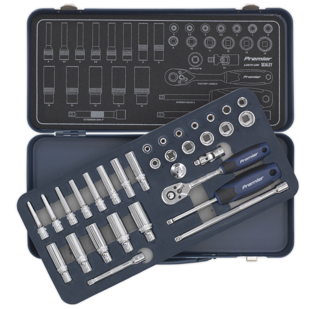 Sealey Socket Set 32pc 1/4"Sq Drive Lock-On 6pt Metric AK27480