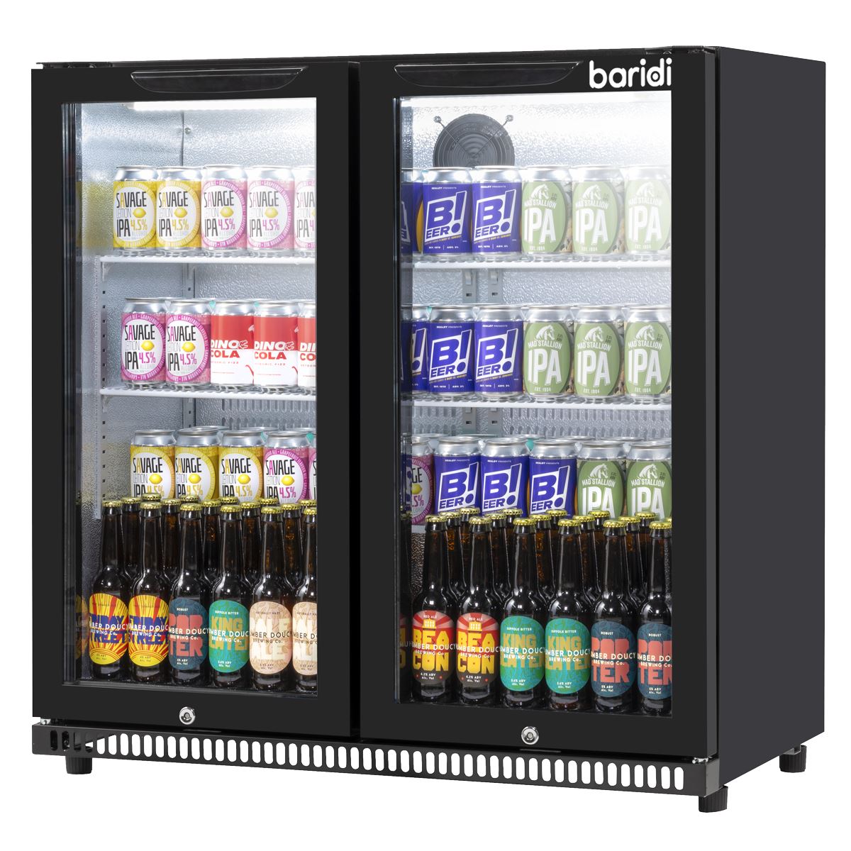Baridi Hinged Double Door, Back Bar Drinks Fridge/Cooler, 190L Capacity DH272