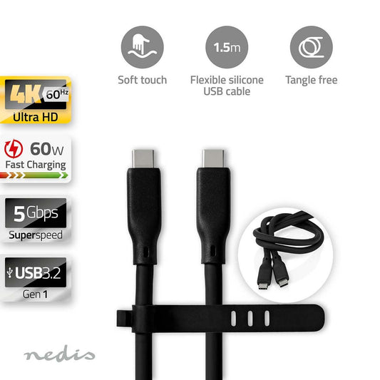 USB Cable USB3.2 Gen 1 USB-C Male USB-C Male 60W 8K@30Hz 5 Gbps Nickel 1.5m
