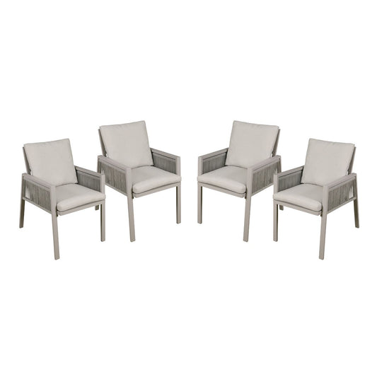 Dellonda Fusion Garden/Patio Aluminium Dining Chair with Armrests, Set of 4, Light Grey - DG50 DG50