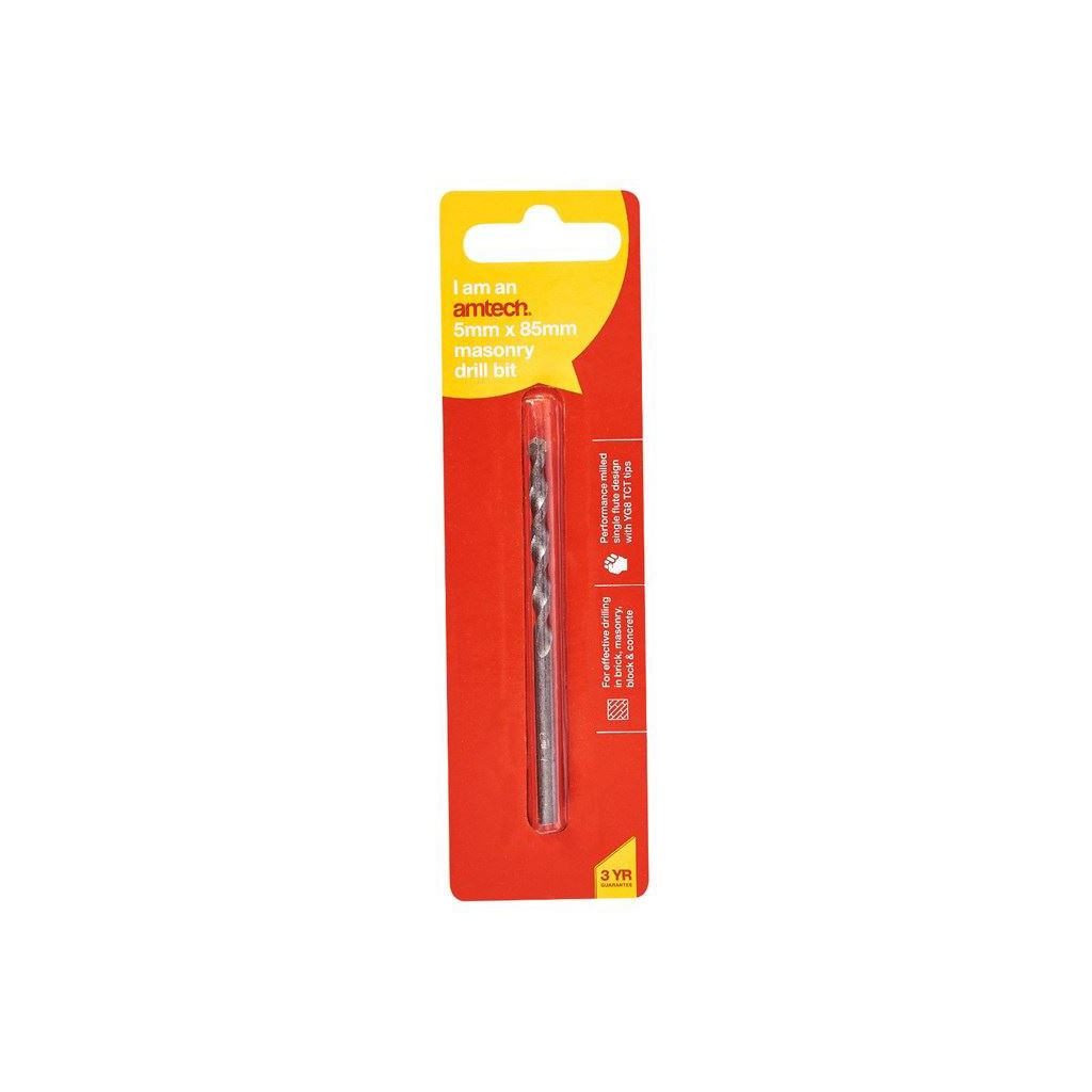 Amtech Masonry Drill Bit 5mm x 85mm Metric Size Heavy Duty Garage Workshop - F5101