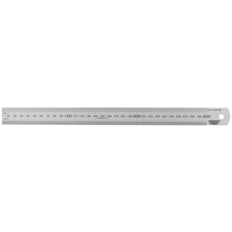 Draper 22671 Expert 300mm 12" Stainless Steel Rule Ruler Metal Imperial Metric
