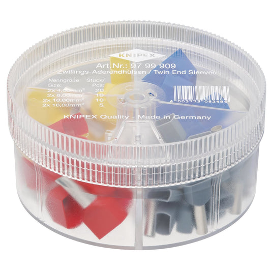 KNIPEX 97 99 909 Assortment Boxes with 45 Twin Wire Ferrules, 4 parts
