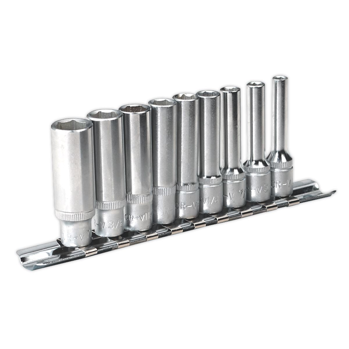 Sealey Socket Set 9pc 1/4"Sq Drive 6pt Deep WallDrive Imperial AK2718