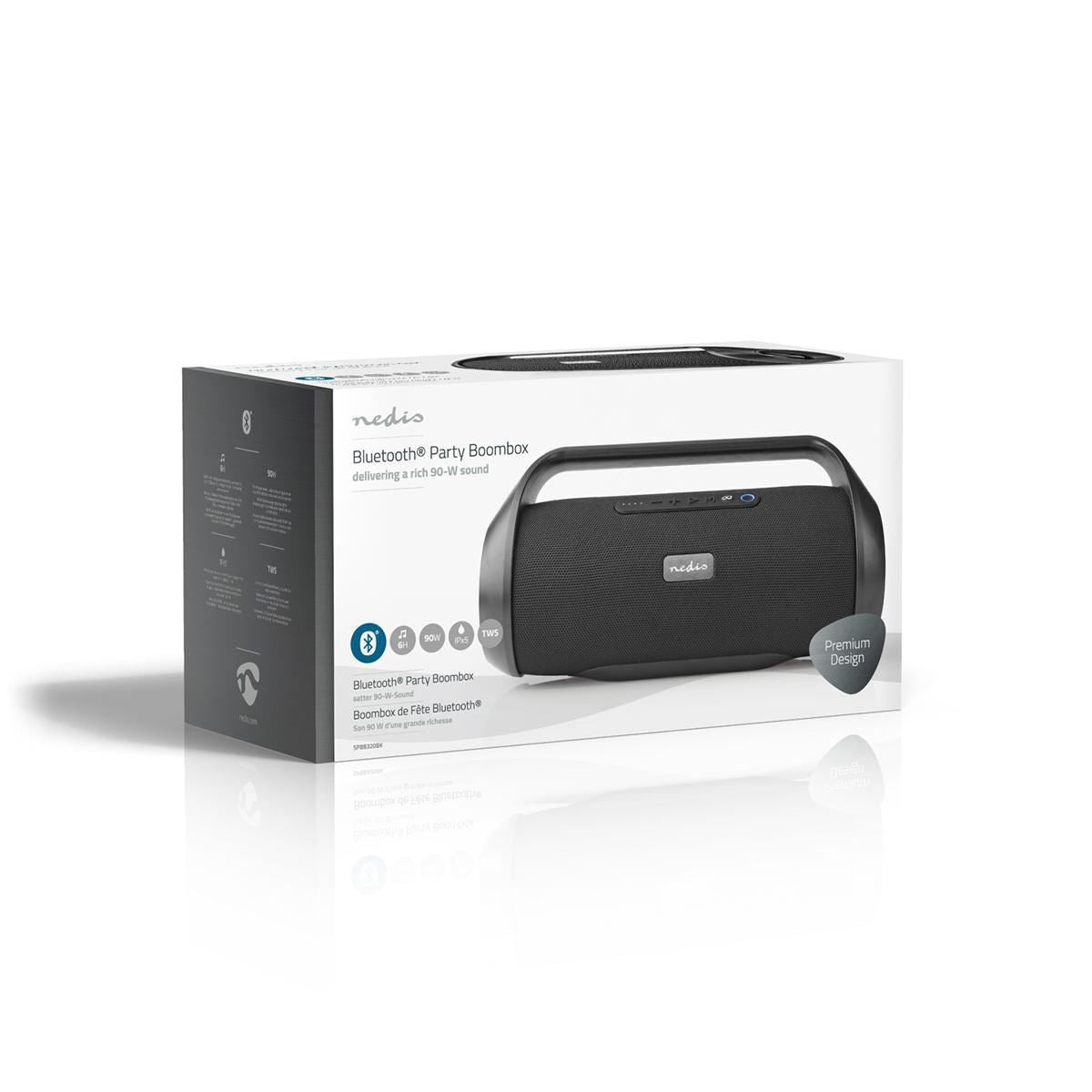 Nedis Party Boombox 6 Hours Playtime Bluetooth® TWS Carrying Handle Black - SPBB320BK