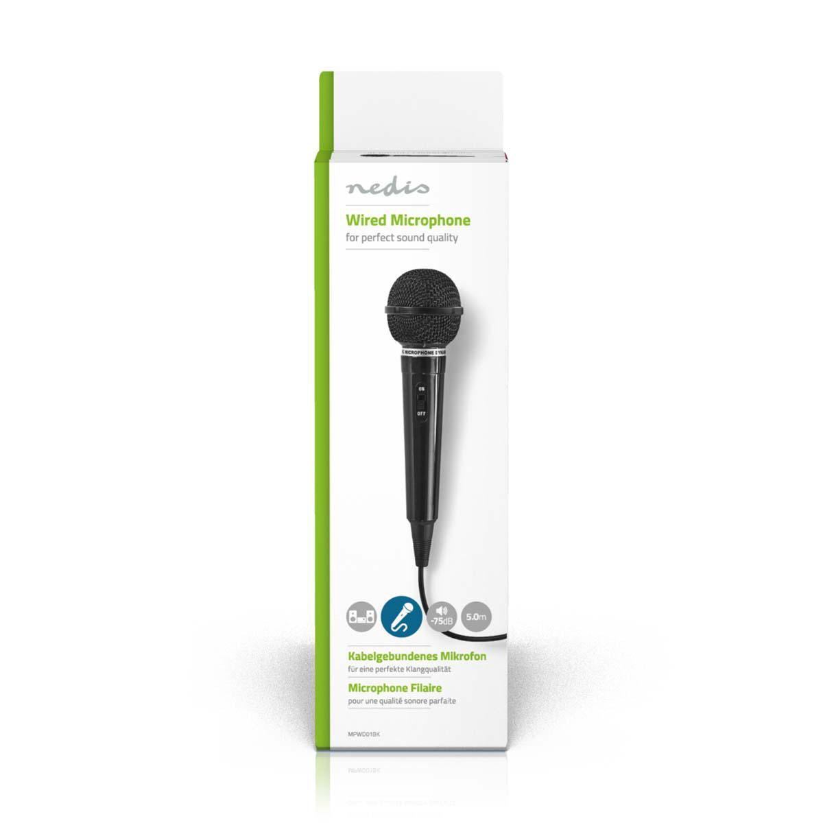 Nedis Wired Microphone -75dB +/-3dB Sensitivity 80 Hz to 12 kHz 5.0 m MPWD01BK