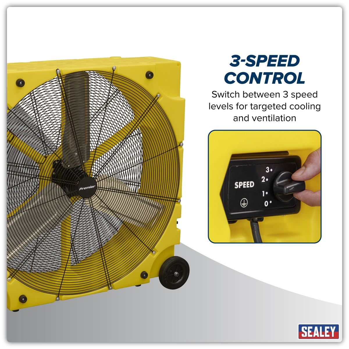 Sealey Premier 36" Industrial High Velocity Rotomold Drum Fan 3-Speed 110V