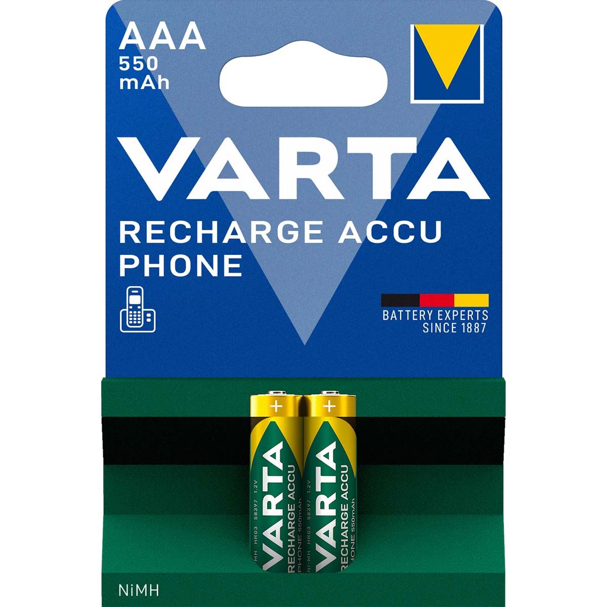 Varta Rechargeable NiMH Battery AAA 1.2 V 550 mAh Precharged 2-Blister Card