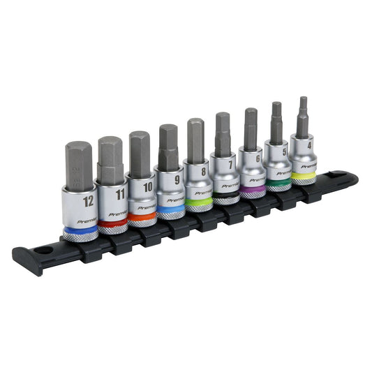 Sealey Hex Socket Bit Set 9pc 3/8"Sq Drive  - Platinum AK6250