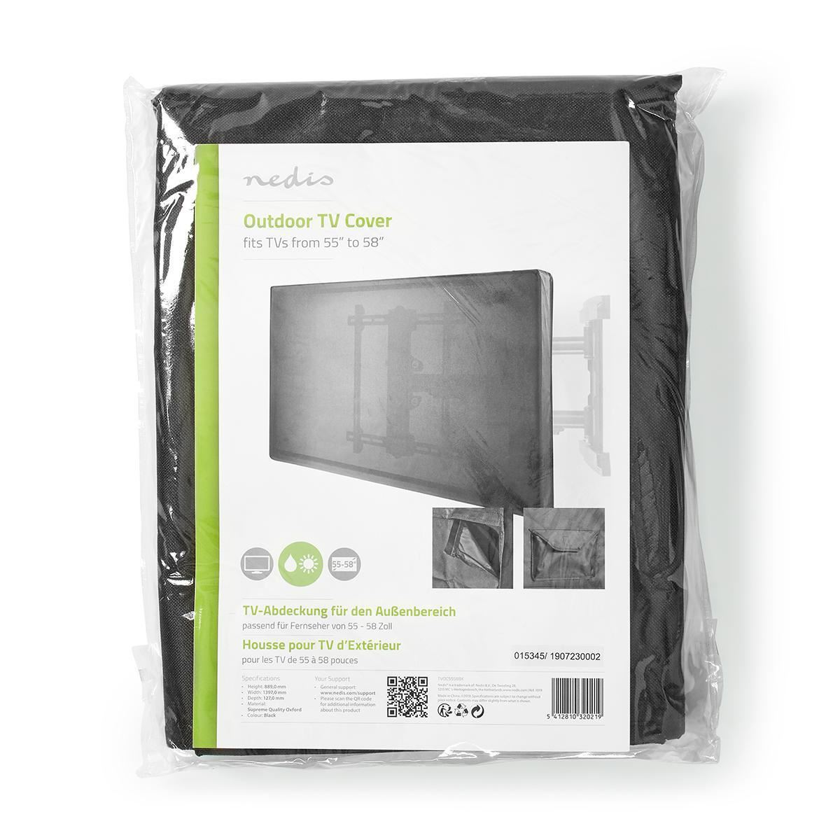 Outdoor TV Screen Cover 55" to 58" Quality Oxford Cloth Bars/Pubs/Hotels/Garden - TVOC5558BK