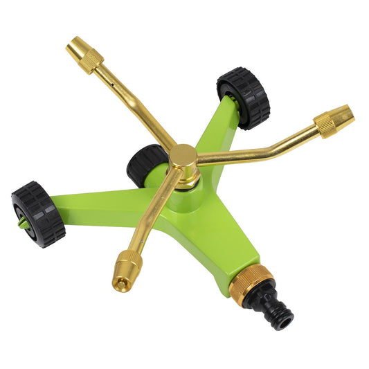 Sealey 3-Arm Brass Sprinkler with Metal Wheeled Base JS2032