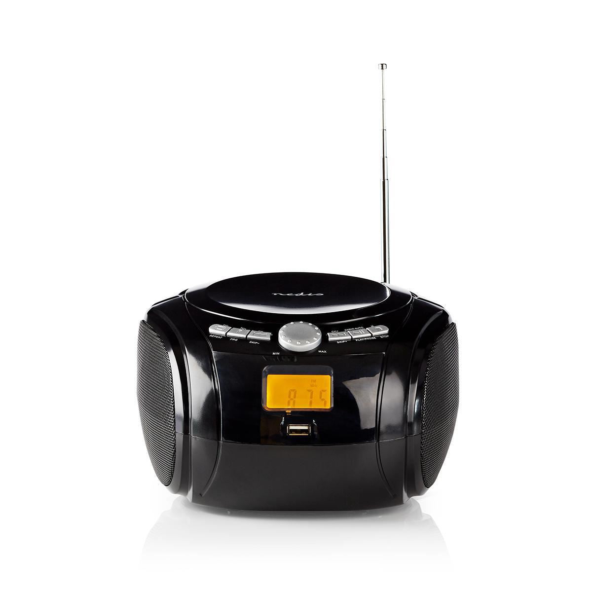 Nedis Boombox 9W Bluetooth® CD Player/FM Radio/USB/Aux Black