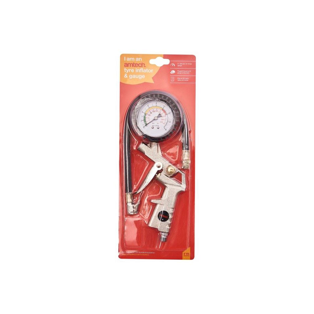Amtech Pro Air Line Tyre Inflator & Pressure Gauge 0-175Psi Compressor Use