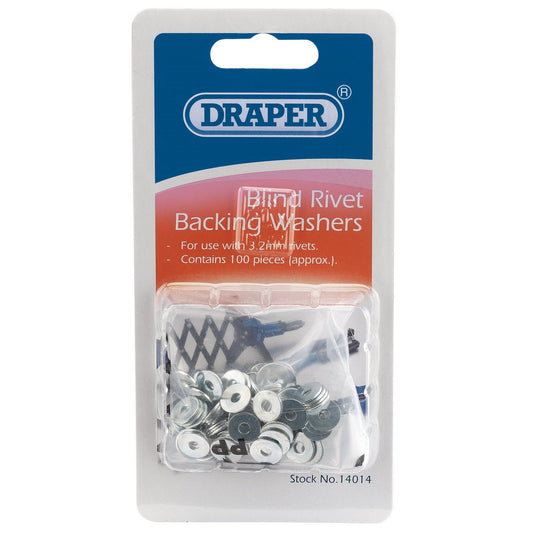 Draper Rivet Backing Washers, 3.2mm (100 Piece) - 14014