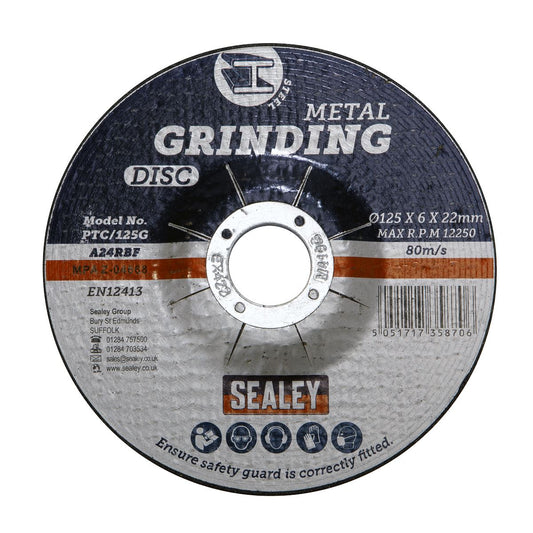 Sealey Grinding Disc 125 x 6mm 22mm Bore PTC/125G