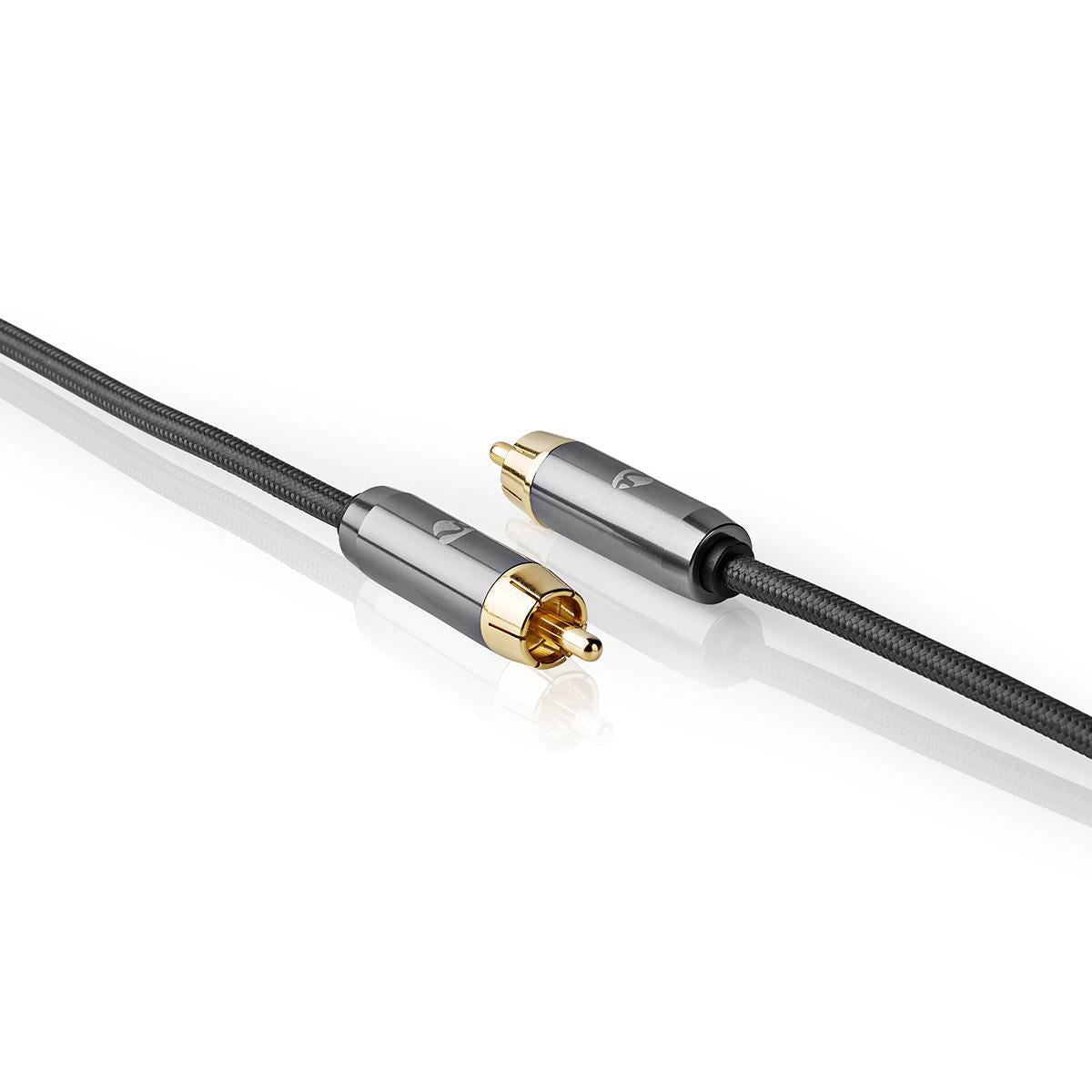 Nedis 3m Subwoofer Cable RCA Male to RCA Male Gun Metal Grey Braided Cable - CATB24100GY30