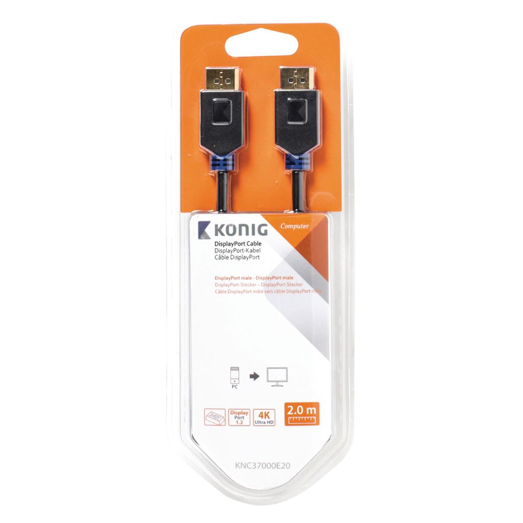 Konig DisplayPort cable DisplayPort male to male 2m grey - CCBW37000AT20