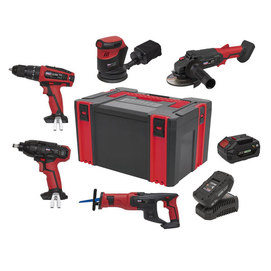 Sealey SV20 Series 5 x 20V Cordless Tool Combo - 2 Batteries CP20VCOMBO2