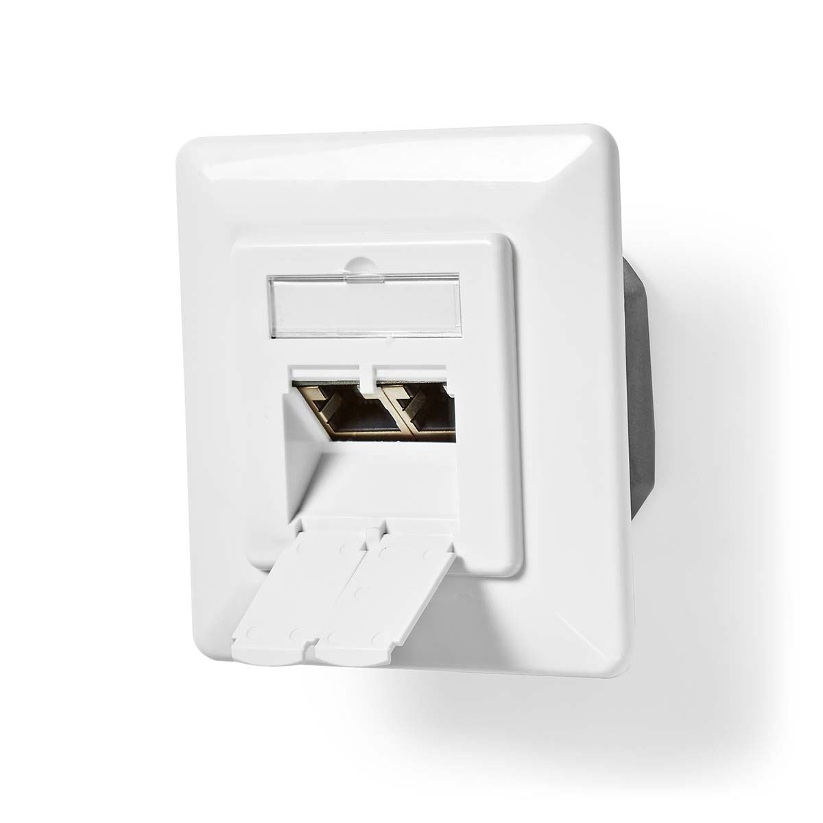 Network Wall Box In-Wall 2 ports CAT6 Straight Female Gold Plated PVC White Box - CCBW89200IV