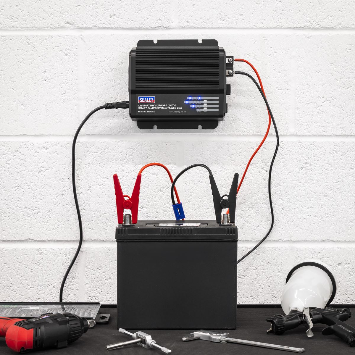 Sealey 12V Battery Support Unit & Smart Charger/Maintainer 25A BSCU25A