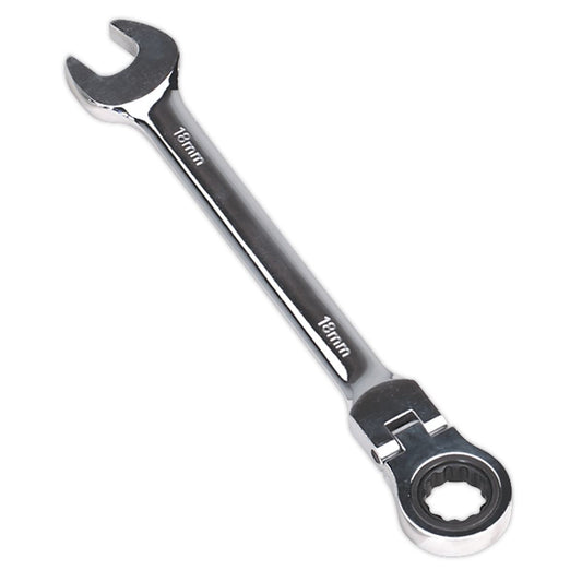 Sealey Flexi-Head Ratchet Combination Spanner 18mm FHRCW18