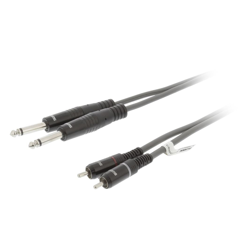 Sweex Stereo Audio Cable 2x 6.35mm Male to 2x RCA Male 3m Dark Grey SWOP23320E30 - COTH23320GY30