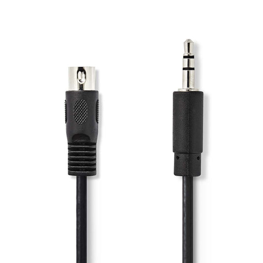 Nedis DIN Audio Cable DIN 5-Pin Male 3.5mm Male Nickel Plated 2m Round PVC Black