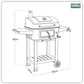 Dellonda Charcoal Grill BBQ Smoker and Trolley with 2 Side Shelves - Black DG283