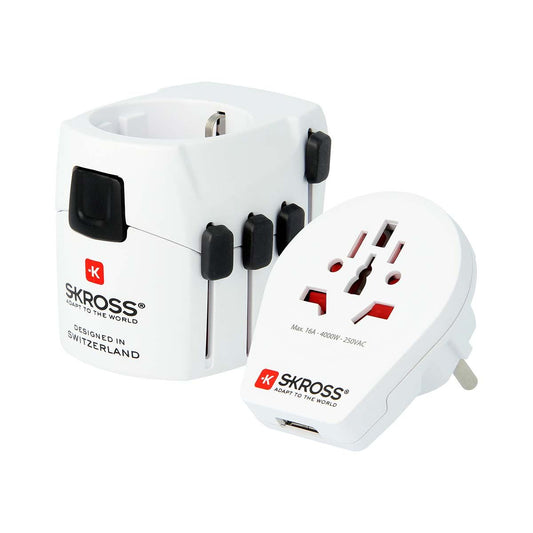 Skross The powerful 3-pole world travel adapter for travellers from all over the world with USB port