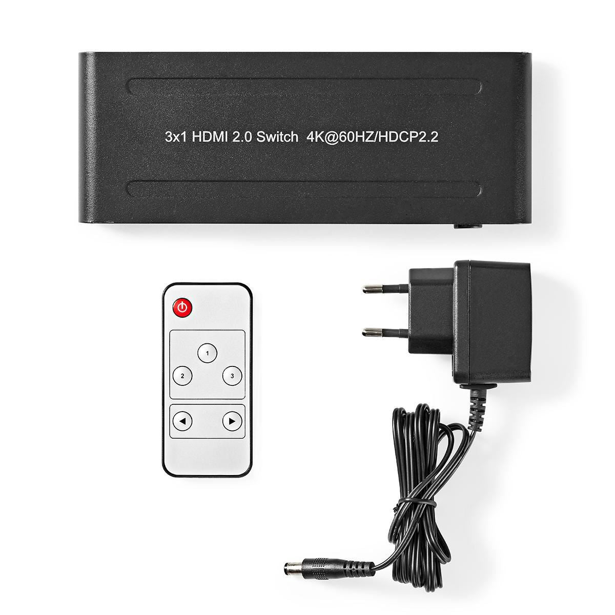 Nedis HDMI Switch 3-Port to 3x HDMI Input 1x HDMI Output 4K2K@60FPS/HDCP2.2 - VSWI3473AT