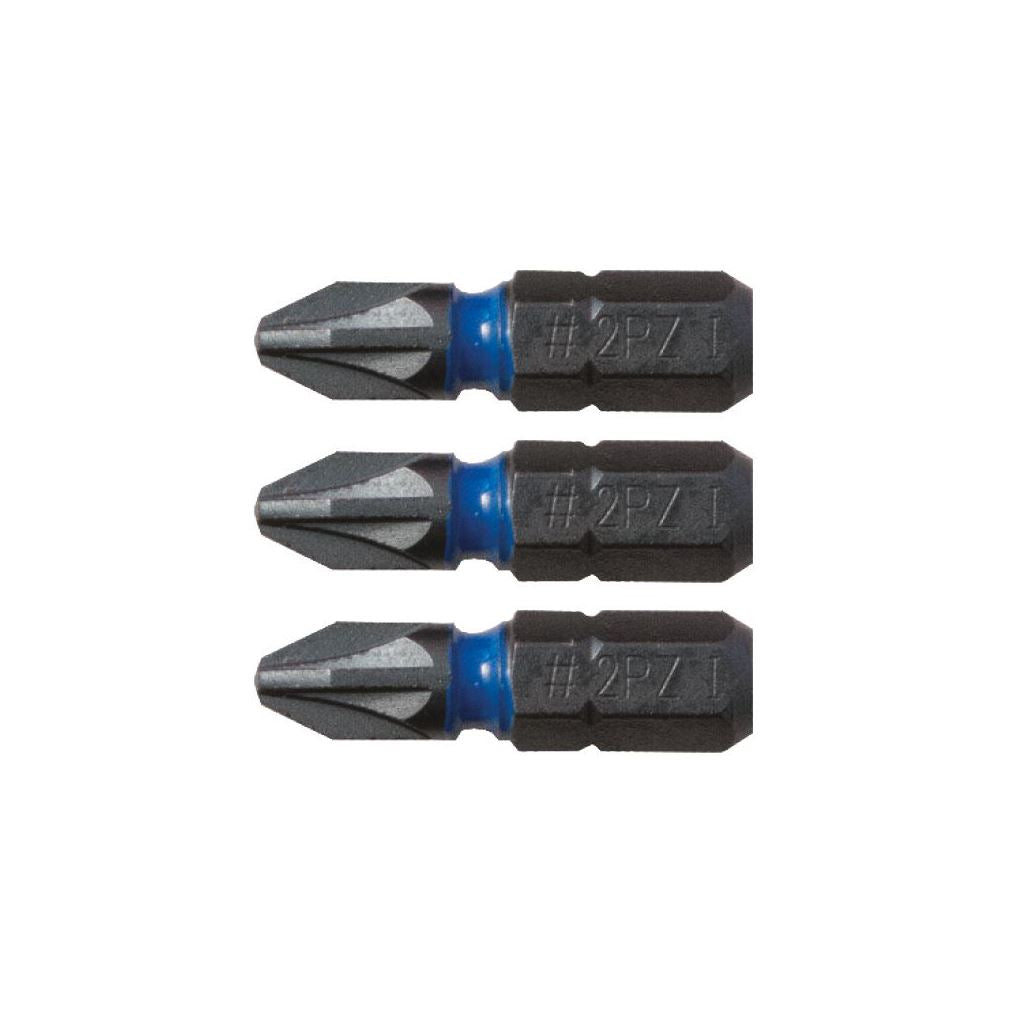 CK Tools Blue Steel Impact Screwdriver Bit 25mm PZ2 Card of 3 T4560 PZ2D
